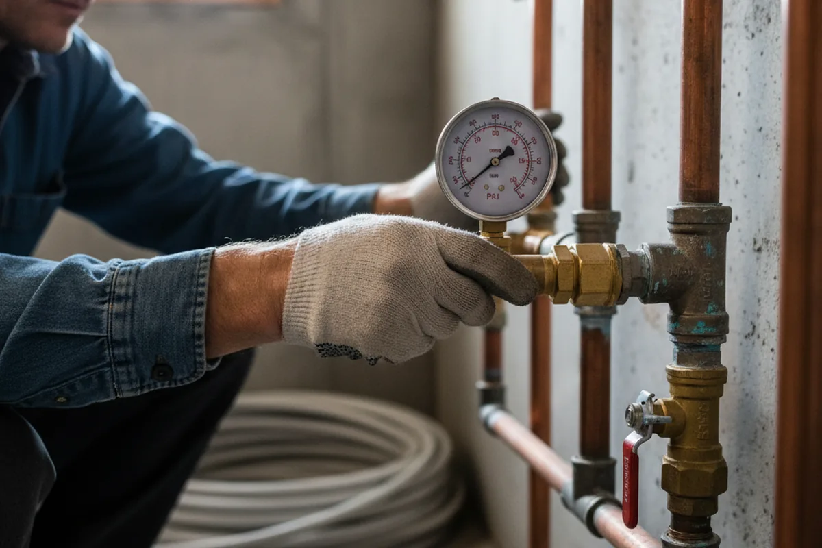 Pressure testing a repaired line during Water Line Repair in Larkspur
